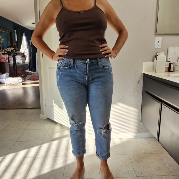 Cute Women's Josefina 7 For All Mankind Blue Jeans Distressed Destroyed 32x26.5 - Picture 1 of 17